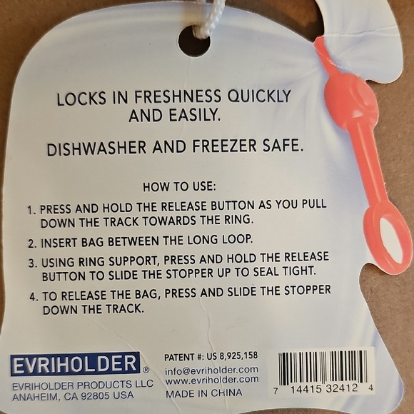 Freezer Safe Reusable Bag Clips - Red, Green, Blue - Picture 2 of 3